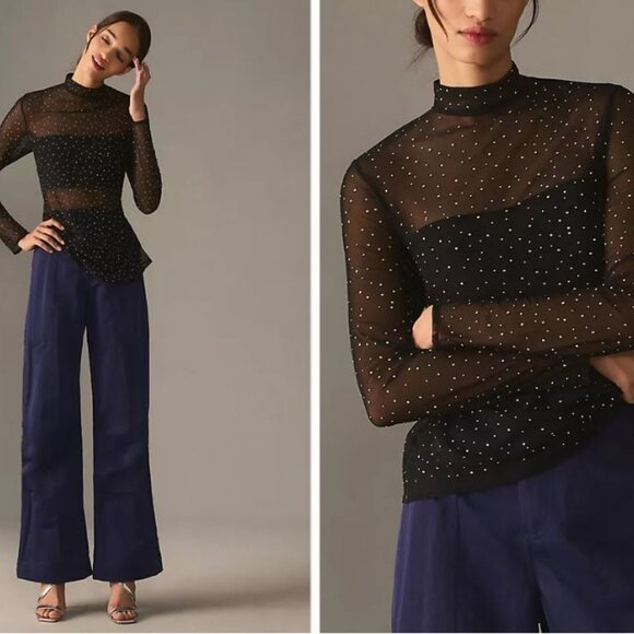Anthropologie Eva Franco Starlight long sleeve sheer tunic - Picture 1 of 15